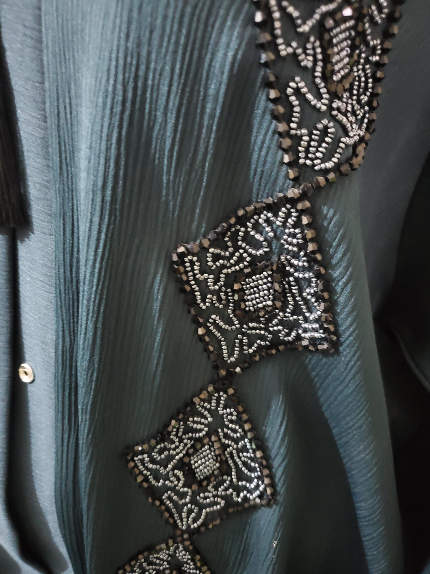 Teal blue LuxuryEmbroideredAbayawithTassel,pay advance n save 5% off