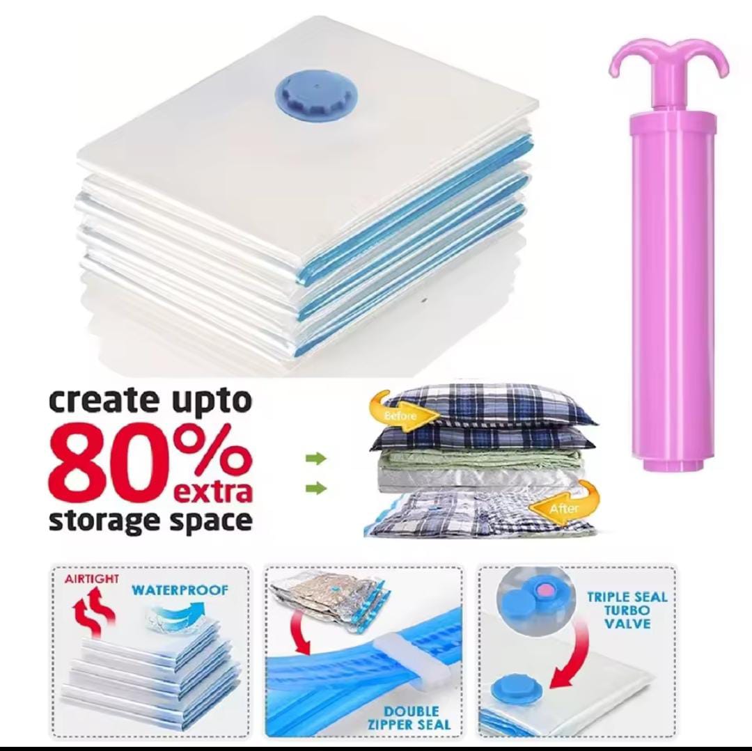 Vacuum storage bag (5pc) with sucking pump